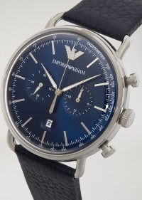 EMPORIO ARMANI  Cronografo blu  in acciaio inox e pelle AR11105