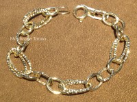 Bracciale in oro giallo fantasia maglia rolo' liscia e rombo