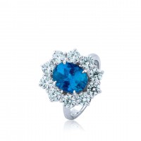 Anello Zaffiro e Brillanti oro bianco 40