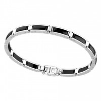 Zancan Bracciale uomo acciaio , inserto in ceramica nera ,maglia snodata KXB012R-N