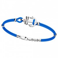 Zancan Bracciale uomo in kevlar azzurro con ancora e vitina in oro