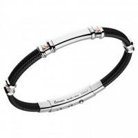 Zancan Bracciale in argento con dettagli in oro e kevlar colorato nero