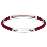 Zancan Bracciale in kevlar colorato Rosso  con elementi in argento e dettaglio in oro rosa