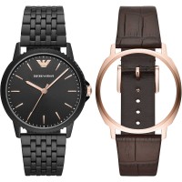 EMPORIO ARMANI  AR80021 Orologio in acciaio pvd nero con  cassa e cinturini intercambiabili