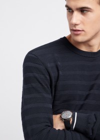 EMPORIO ARMANI  AR11168 Cronografo con quadrante tondo in acciaio e cinturino in pelle martellata