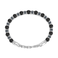 Bracciale Zancan morbido con sfere in argento e in pietra onice.