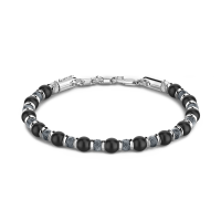 Bracciale Zancan morbido con sfere in argento e in pietra onice.