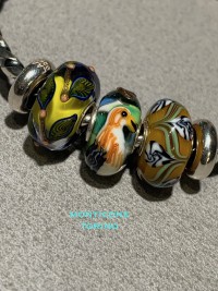 Trollbeads Set unici ooak uccello tropicale